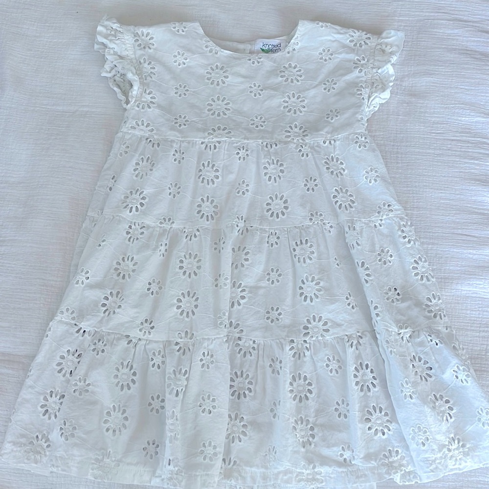 White eyelet girls dress